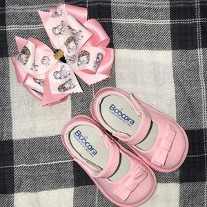 Girls Shoes and PINK Bow Clip